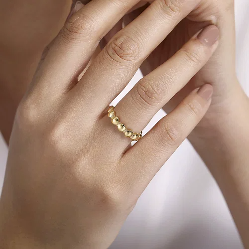 Round Station Stackable Ring in 14K Yellow Gold