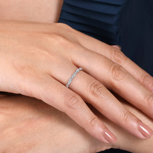 Braided Diamond Band in 14K White Gold