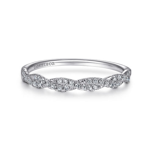 Braided Diamond Band in 14K White Gold