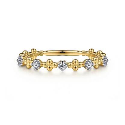 Diamond Beaded Stackable Band in 14K Yellow Gold
