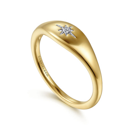 Diamond Signet Ring in 14K Yellow Gold