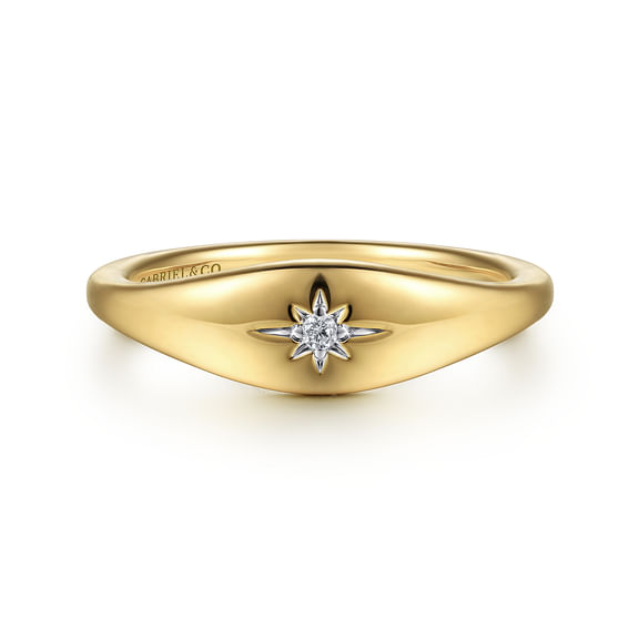 Diamond Signet Ring in 14K Yellow Gold