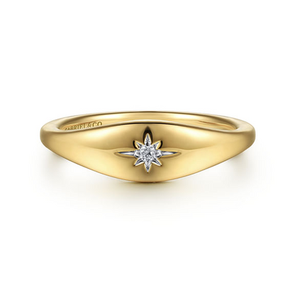 Diamond Signet Ring in 14K Yellow Gold