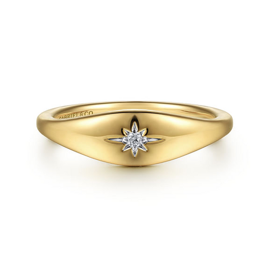 Diamond Signet Ring in 14K Yellow Gold