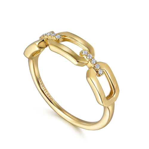Diamond Open Link Ring in 14K Yellow Gold