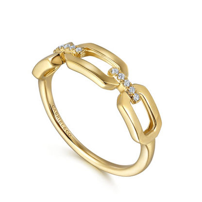 Diamond Open Link Ring in 14K Yellow Gold
