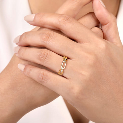 Diamond Open Link Ring in 14K Yellow Gold