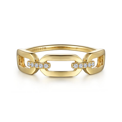 Diamond Open Link Ring in 14K Yellow Gold