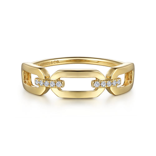 Diamond Open Link Ring in 14K Yellow Gold