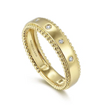 Diamond Bezel Wide Stackable Band in 14K Yellow Gold