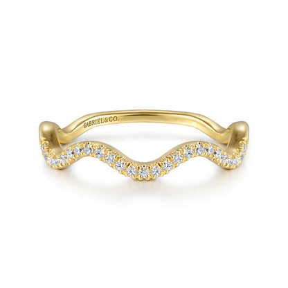 Diamond Wave Stackable Band in 14K Yellow Gold