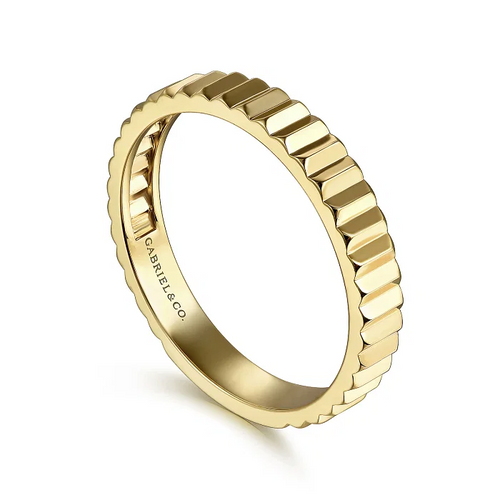 Diamond Cut Stackable Ring in 14K Yellow Gold