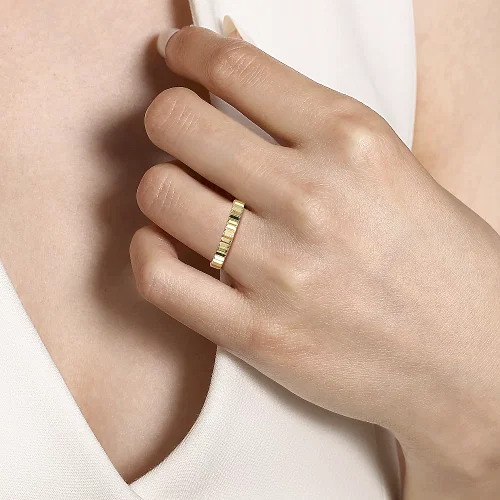 Diamond Cut Stackable Ring in 14K Yellow Gold
