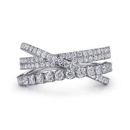 Diamond Cross-Over Band in 14K White Gold