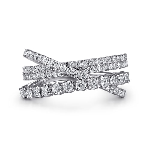 Diamond Cross-Over Band in 14K White Gold