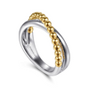 Criss-Cross Ring in Sterling Silver & 14K Yellow Gold
