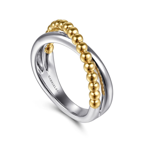 Criss-Cross Ring in Sterling Silver & 14K Yellow Gold