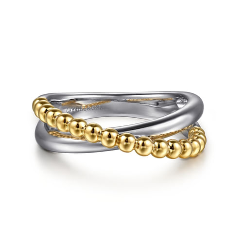 Criss-Cross Ring in Sterling Silver & 14K Yellow Gold