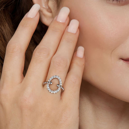 White Sapphire Oval Ring in Sterling Silver