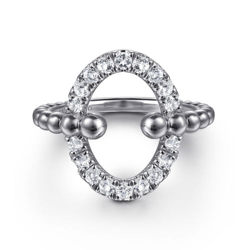 White Sapphire Oval Ring in Sterling Silver