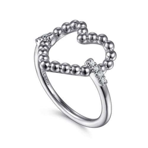 Diamond Open Heart Ring in Sterling Silver