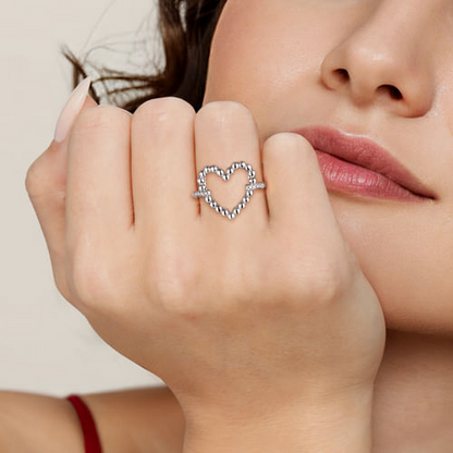 Diamond Open Heart Ring in Sterling Silver