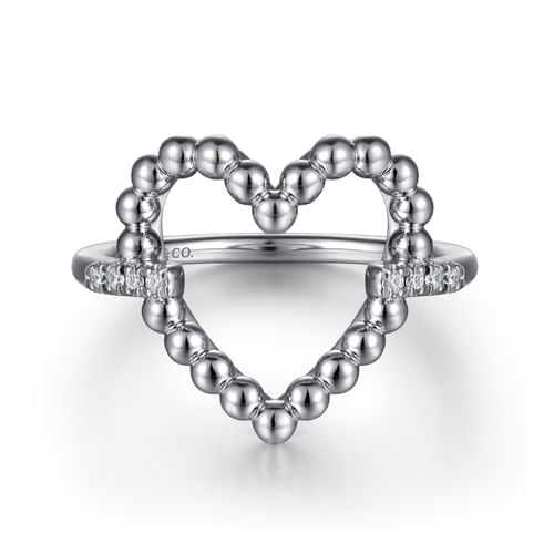 Diamond Open Heart Ring in Sterling Silver