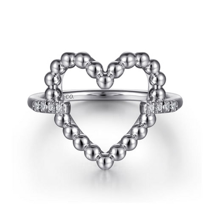 Diamond Open Heart Ring in Sterling Silver