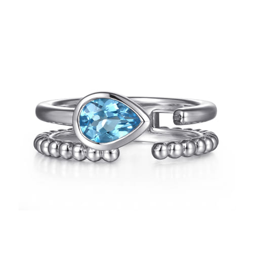 Blue Topaz Open Top Ring in Sterling Silver