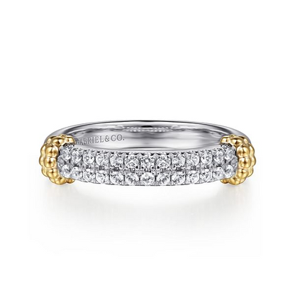 White Sapphire Stackable Ring in 14K Yellow Gold & Sterling Silver