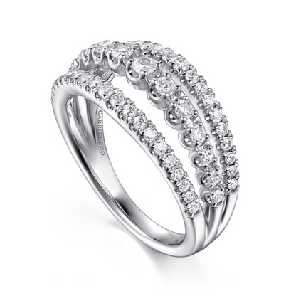 Diamond Triple-Row Band in 14K White Gold