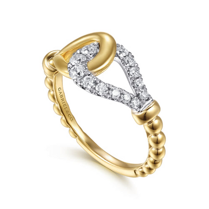Diamond Horseshoe Knot Band in 14K Yellow Gold