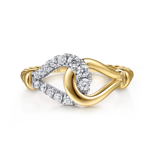 Diamond Horseshoe Knot Band in 14K Yellow Gold