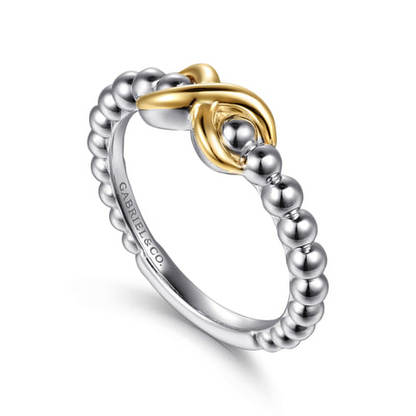Infinity Ring in Sterling Silver & 14K Yellow Gold