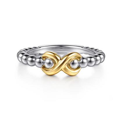 Infinity Ring in Sterling Silver & 14K Yellow Gold
