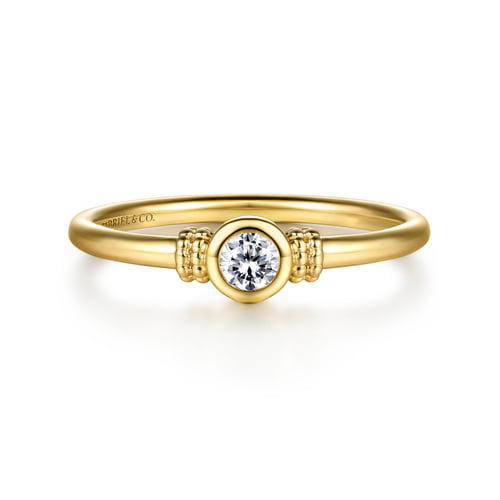 White Sapphire Promise Ring in 14K Yellow Gold