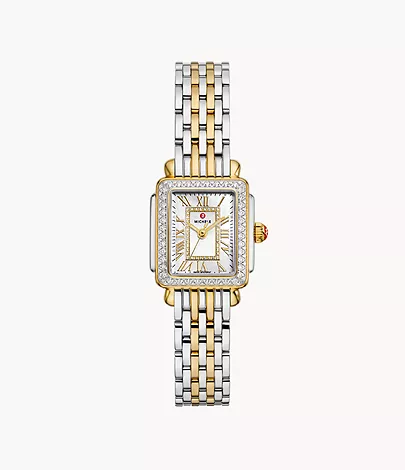 Deco Madison Mini Diamond Two-Tone 18K Gold-Plated Watch by Michele Watches