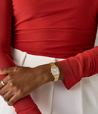 Deco Madison Mini Diamond 18K Gold-Plated Watch by Michele Watches