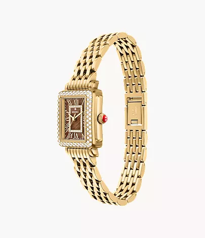 Deco Madison Mini Diamond Two-Tone 18K Gold-Plated Watch by Michele Watches