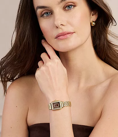 Deco Madison Mini Diamond Two-Tone 18K Gold-Plated Watch by Michele Watches