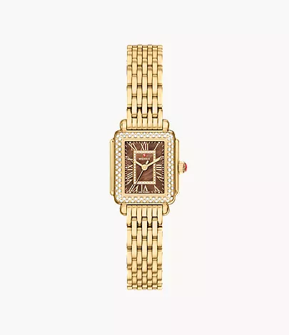 Deco Madison Mini Diamond Two-Tone 18K Gold-Plated Watch by Michele Watches