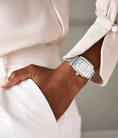 Deco Madison Mid Stainless Steel Diamond Dial Watch by Michele Watches