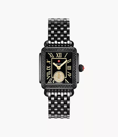 Deco Diamond Madison Mid Noir Watch by Michele Watches