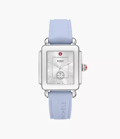 Deco Sport Mid Stainless Steel Pastel Blue Silicone Watch by Michele Watches