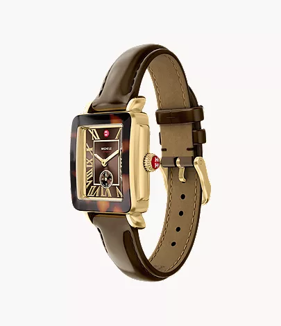 Deco Sport Mid Tort Brown Leather Watch by Michele Watches