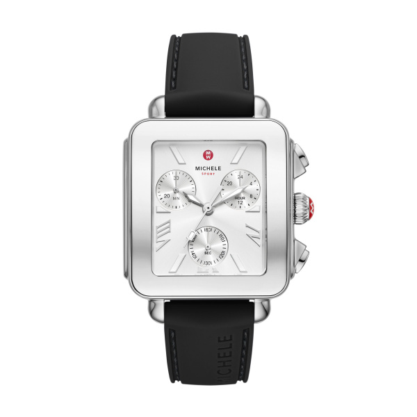 Deco Sport Black Silicone Chronograph Watch by Michele Watches