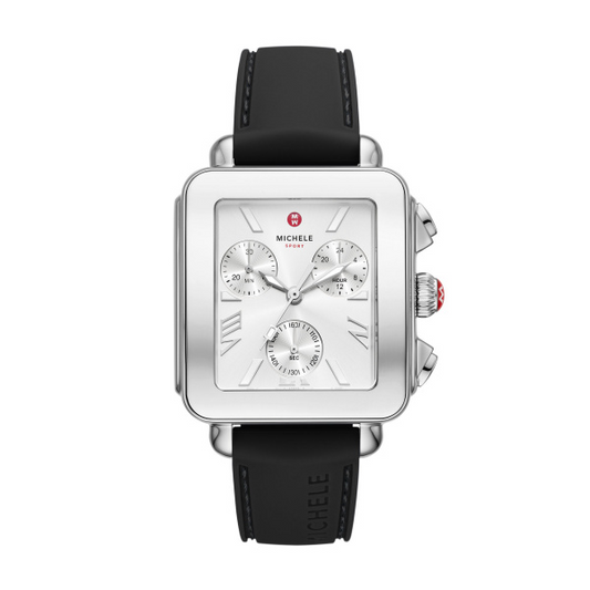 Deco Sport Black Silicone Chronograph Watch by Michele Watches