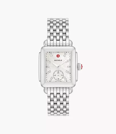 Deco Mid Stainless Diamond Dial Watch by Michele Watches