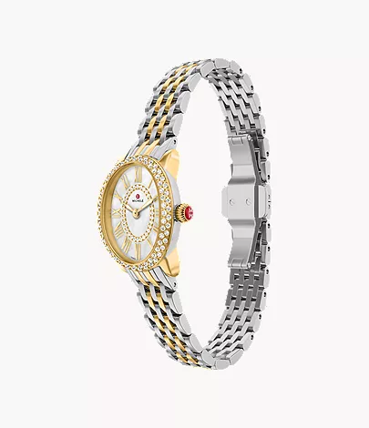 Serein Oval Diamond Two-Tone 18K Gold-Plated Watch by Michele Watches