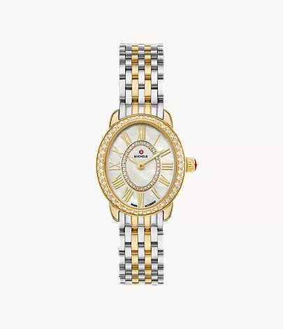 Serein Oval Diamond Two-Tone 18K Gold-Plated Watch by Michele Watches